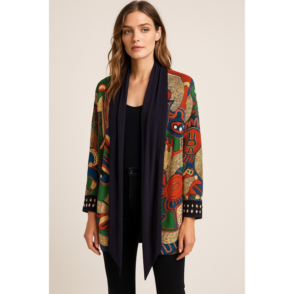 Marsha Brander‎ x Componix Vintage Top S Kimono Open Front Boho Artsy African